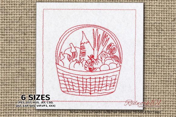 Fresh Vegetables in Basket Redwork Review