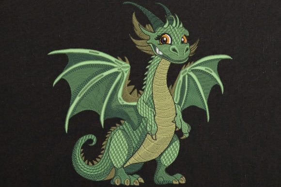 Review: Green Chinese Fly Dragon Embroidery Design